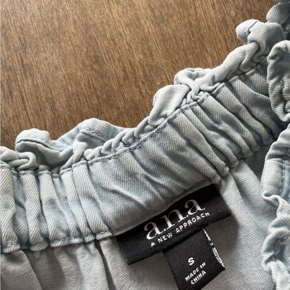 a.n.a Light Blue Denim Embroidered Floral Dress - Picture 3 of 5